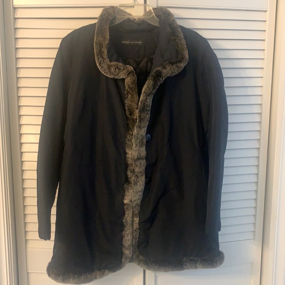 Dana Buchman fur trimmed winter coat
